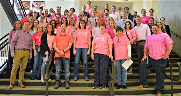 East High School staff wear pink to show their support in the fight against breast cancer. 